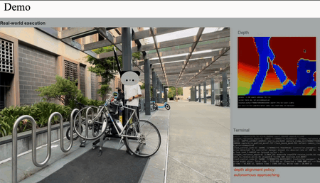 AlignMimic real-world bicycle-racking demonstration